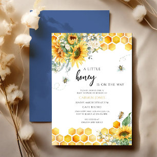 Convites Bebê Neutro com Abelha e Girassol Amarelo
