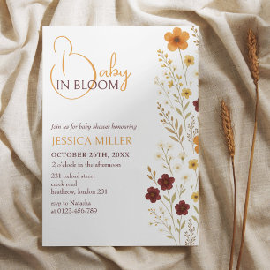 Convites Bebê no Bloom Autumn Wildflower Chá de fraldas