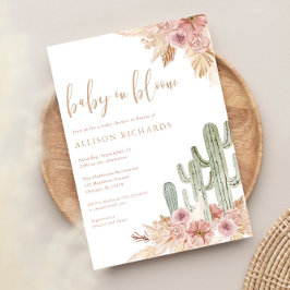 Convites Bebê no Bloom Boho cactus pampas chá de fraldas