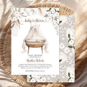 Convites Bebê no Bloom Boho Chá de fraldas Convide Pampas F