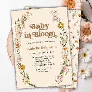 Convites Bebê no Bloom Boho Chic Floral Chá de fraldas