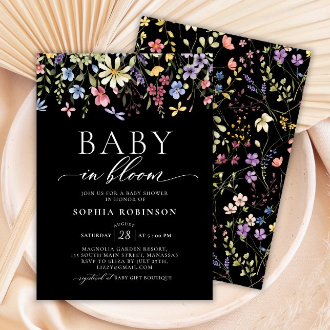 Convites Bebê no Bloom Boho Flor Selvagem Chá de fraldas Ne (Criador carregado)