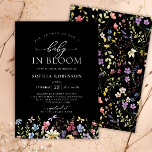 Convites Bebê no Bloom Boho Flor Selvagem Chá de fraldas Ne