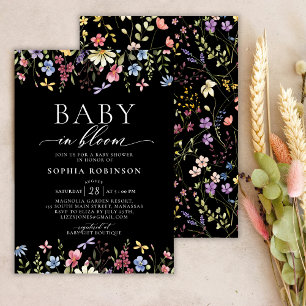 Convites Bebê no Bloom Boho Flor Selvagem Chá de fraldas Ne