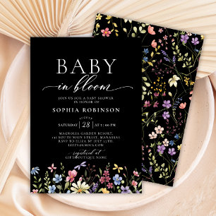 Convites Bebê no Bloom Boho Flor Selvagem Chá de fraldas Ne