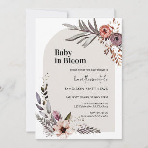 Convites Bebê no Bloom Boho Floral Chá de fraldas