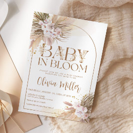 Convites Bebê no Bloom Boho Pampas Chá de fraldas Grass