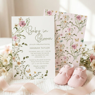 Convites Bebê no Bloom - Chá de fraldas de Garota Floral Ro