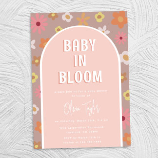 Convites Bebê no Bloom - Chá de fraldas Rosa