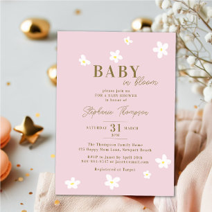 Convites Bebê no Bloom Daisy Primavera Pink Boho Girl Chá