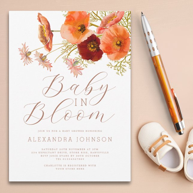 Convites Bebê no Bloom Floral Fall Chá de fraldas (Baby in bloom boho wildflower fall floral gender neutral baby shower invitation whimsical elegant )