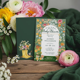 Convites Bebê no Bloom Floral Garden Chá de fraldas