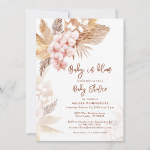 Convites Bebê no Bloom Pampas Grass Boho Chá de fraldas