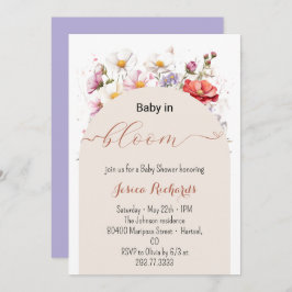 Convites Bebê no Bloom Primavera Verão Chá de fraldas Flora