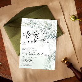 Convites Bebê no Bloom Sage Green Chá de fraldas