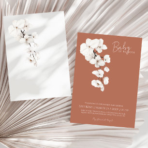 Convites Bebê no Bloom Terracotta White Orchids Chá de fral