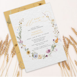 Convites Bebê no Bloom Wildflower Rustic Chá de fraldas