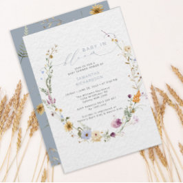 Convites Bebê no Bloom Wildflower Rustic Chá de fraldas