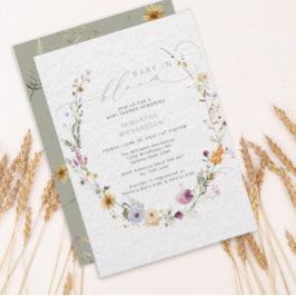 Convites Bebê no Bloom Wildflower Rustic Chá de fraldas
