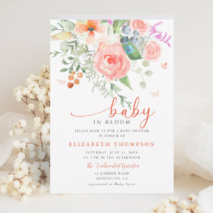 Convites Bebê no BloomHappy Garden Floral Chá de fraldas