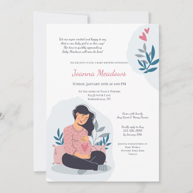 Convites Bebê no caminho Chá de fraldas (Frente)