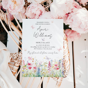 Convites Bebê no Chá de fraldas da borboleta de flores selv