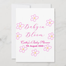 Bebê no chá de fraldas de flor rosa, simples elega