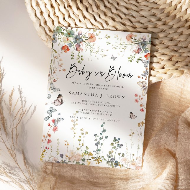 Convites Bebê no Chá de fraldas de flor selvagem de Bloom (Criador carregado)