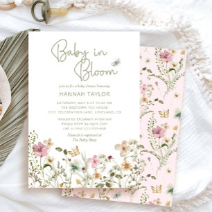 Convites Bebê no Chá de fraldas de flor selvagem de Bloom