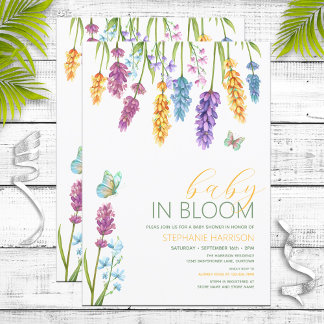 Convites Bebê no Chá de fraldas de flor selvagem de Bloom