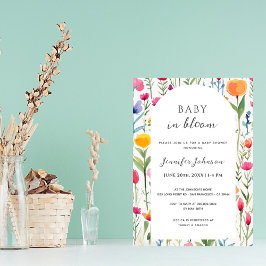Convites Bebê no Chá de fraldas de Flores de Água Bloom