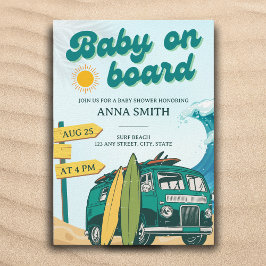 Convites Bebê no Chá de fraldas de praia do Surf Conselho