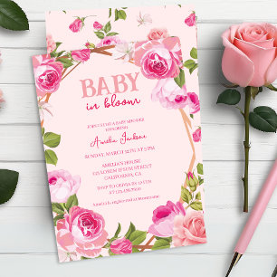 Convites Bebê no Chá de fraldas floral cor-de-rosa