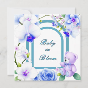 Convites Bebê no chá de fraldas floral de Bloom para um men