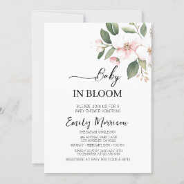 Convites Bebê no Chá de fraldas florescente de flores de ce
