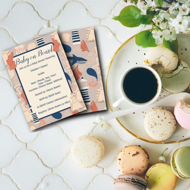 Convites Bebê no Chá de fraldas náutico Conselho (Criador carregado)