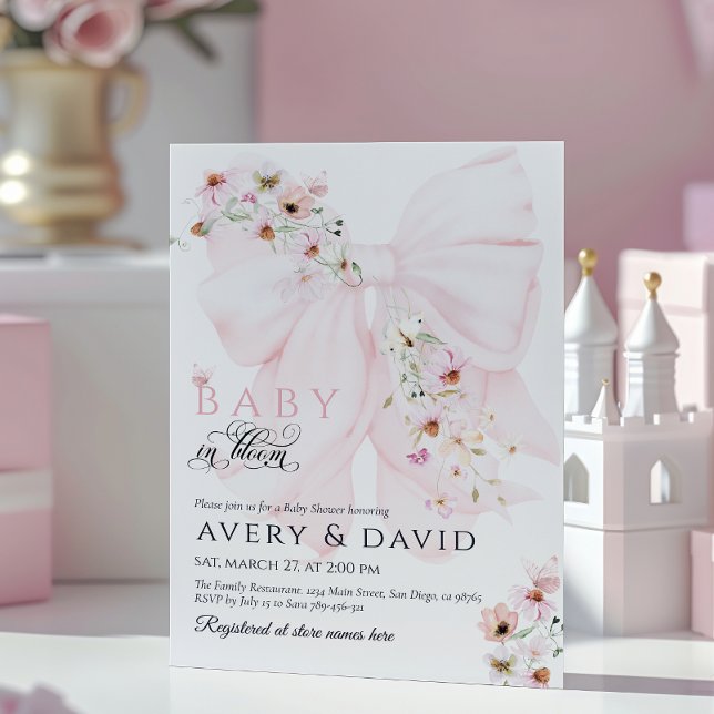 Convites Bebê no Chá de fraldas Primavera de Arco de Flor S (Criador carregado)
