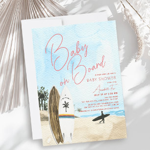 Convites Bebê no Conselho Surfboard Beach Girl Chá de frald
