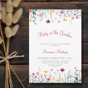Convites Bebê no Jardim Floral Boho Chique Chá de Bebê