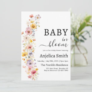 Convites Bebê no Primavera de Sangue Chá de fraldas floral 