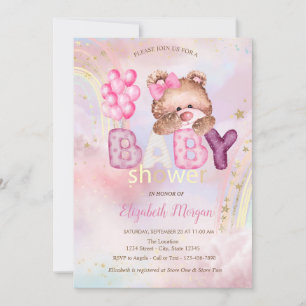 Convites Bebê Nuvem Balões Urso de Pelúcia Chá de Bebê