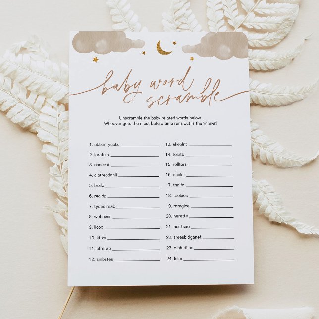 Convites Bebê Palavra Escramble Twinkle Star Chá de fraldas (Criador carregado)