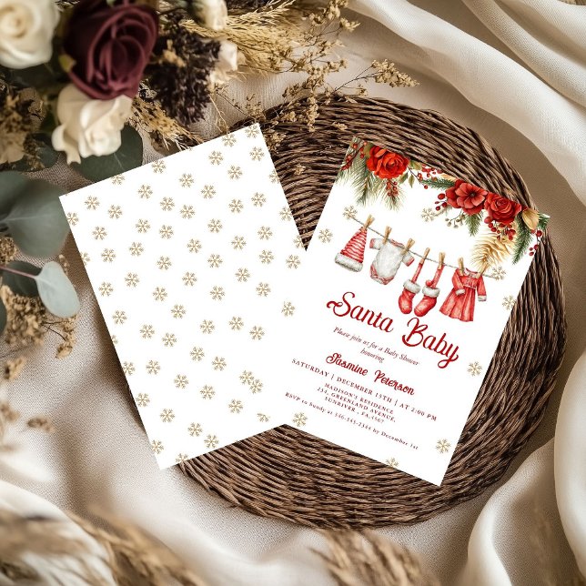 Convites Bebê Papai Noel Férias de Inverno Roupa Bebê Chuve (Criador carregado)
