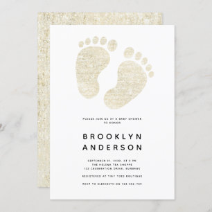Convites Bebê Pés Dourados Luminter Gênero Chá de fraldas N