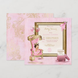 Convites Bebê Princesa Tutu Coroa Dourada Rosa Real