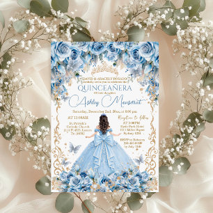 Convites Bebê Real Azul Coroa de Ouro Quinceañera