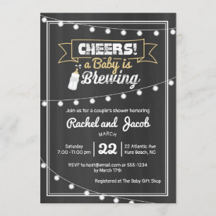 Convites Bebê Revestimento de Chá de fraldas Luzes Chalkboa