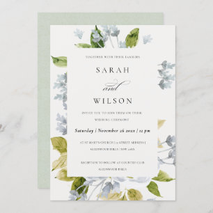 CONVITES BEBÊ ROMÂNTICO SUAVE CASAMENTO FLORÍVEL DE ÁGUA AZ