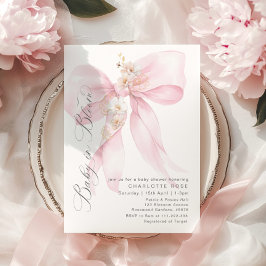 Convites Bebê rosa Arco no Chá de fraldas Floral de Sangue