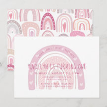 Bebê Rosa Boho Arco-Íris Primeiro Aniversário